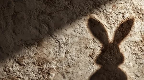 Whimsical Shadow Bunny on Rustic Stone Texture Wallpaper - HD Wallpaper, 4k Background Image