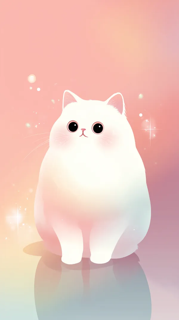 Pastel Kawaii Cat Wallpaper: Soft Glow & Sparkles Edition - HD Wallpaper, 4k Background Image