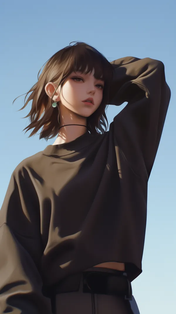 Soft Portrait of a Girl in a Brown Hoodie - Digital Artwork - HD Wallpaper, 4k Background Image