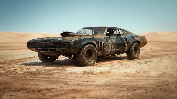 Desert Drift: Vintage Muscle Car in Dune Sandscape - HD Wallpaper, 4k Background Image