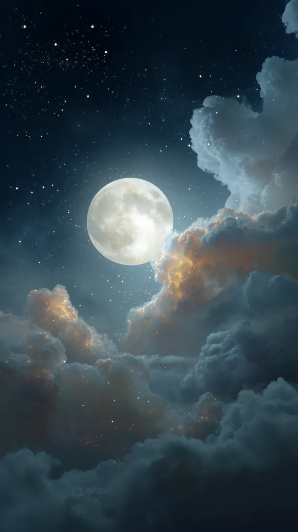 Dreamy Moonlit Night Sky with Soft Clouds and Stars - HD Wallpaper, 4k Background Image