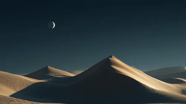 Golden Desert Dunes Under a Moonlit Night Sky - Stunning Nightscape - HD Wallpaper, 4k Background Image