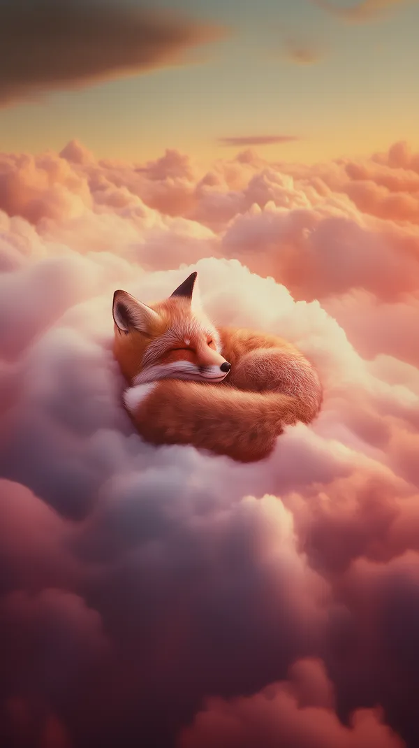 Dreamy Fox on Cloudscape at Sunset in Soft Pastels - HD Wallpaper, 4k Background Image