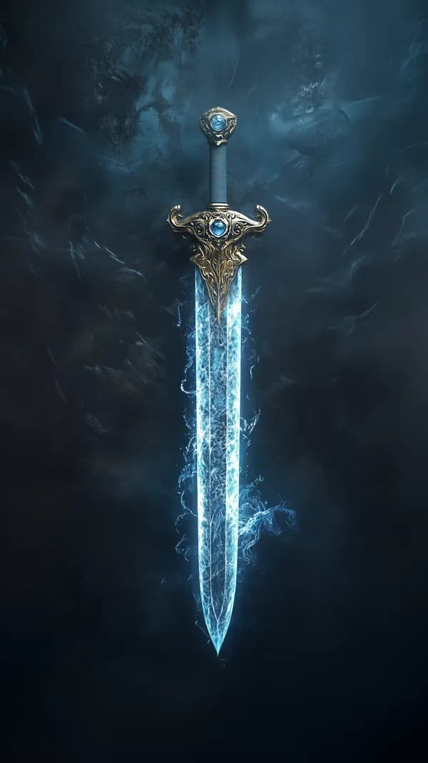 Glowing Ice Sword: Mystical Fantasy Weapon Wallpaper - HD Wallpaper, 4k Background Image
