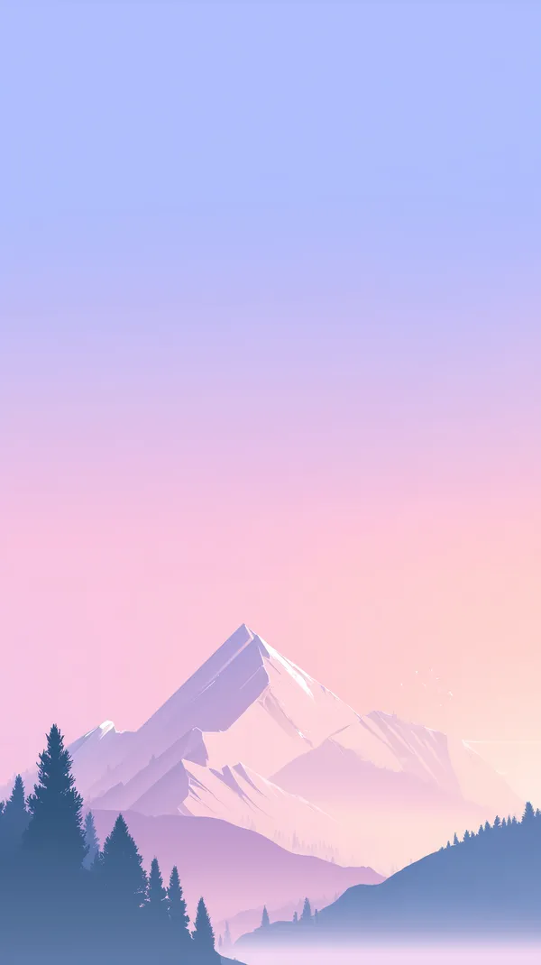 Pastel Mountain Sunrise Landscape Wallpaper with Pines - HD Wallpaper, 4k Background Image