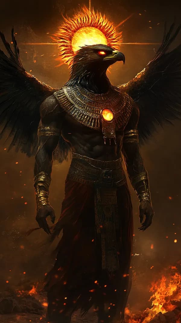 Fiery Halo Eagle Warrior: Dark Armor Fantasy Art, Epic Scene - HD Wallpaper, 4k Background Image