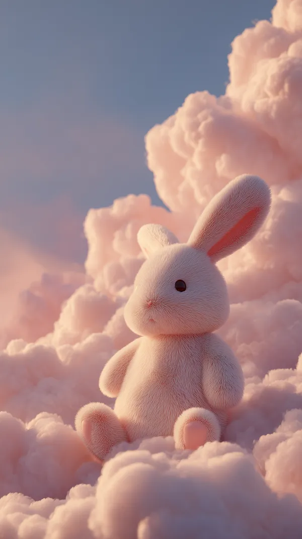 Pastel Bunny in Cloudscape — Dreamy Soft Plush Wallpaper - HD Wallpaper, 4k Background Image