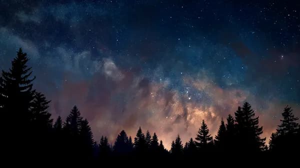 Starry Night Sky Over Silhouetted Forest Silhouette Wallpaper - HD Wallpaper, 4k Background Image