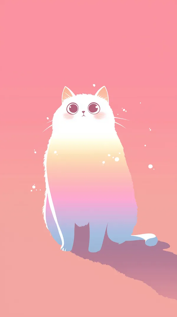 Pastel Rainbow Cat Wallpaper Soft Cute Illustration with Glow - HD Wallpaper, 4k Background Image