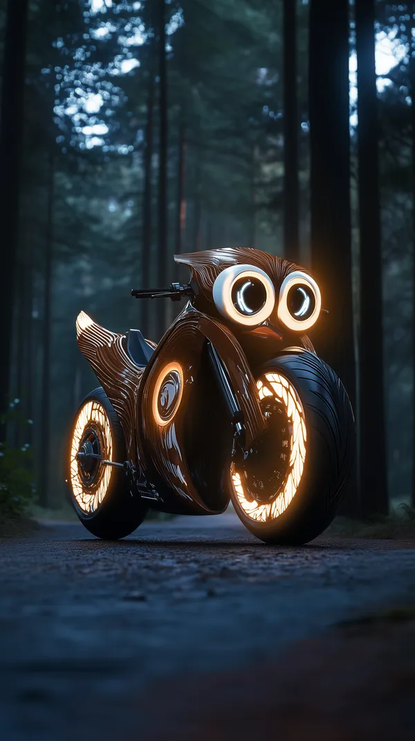 Futuristic Neon-Wheel Motorcycle Shining in a Misty Forest - HD Wallpaper, 4k Background Image