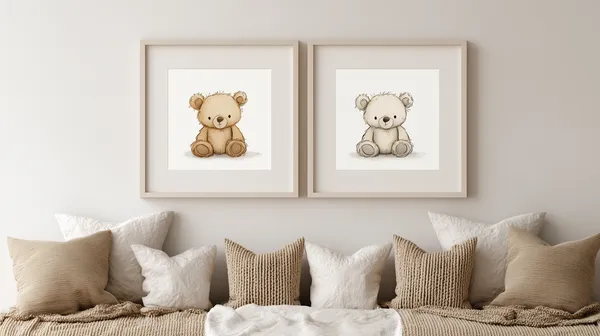 Soft Teddy Bear Wall Art Prints for Neutral Living Room Decor - HD Wallpaper, 4k Background Image