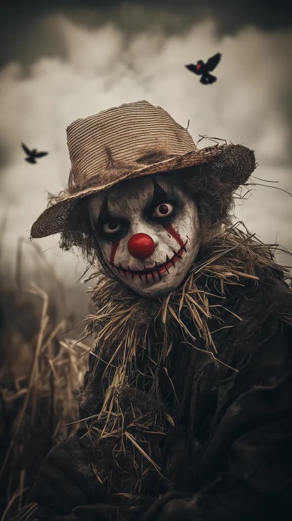 Creepy Clown Scarecrow in Foggy Field - Halloween Wallpaper - HD Wallpaper, 4k Background Image