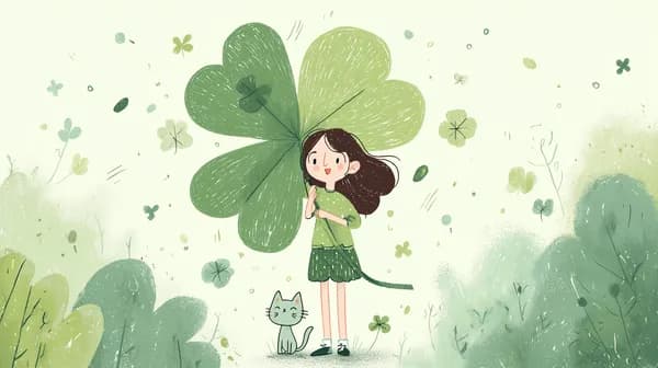 Whimsical Clover Life: Girl with Giant Leaf Wallpaper - HD Wallpaper, 4k Background Image