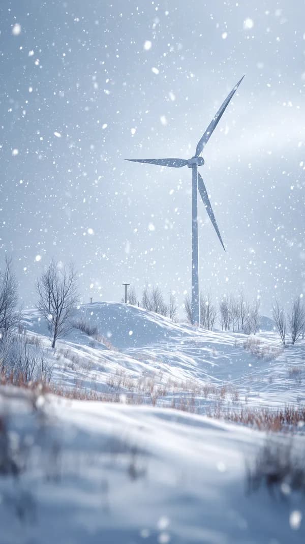 Tranquil Winter Landscape featuring a Tall Wind Turbine in Snow - HD Wallpaper, 4k Background Image