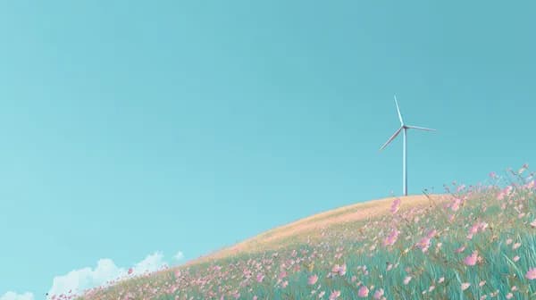 Tranquil Hilltop Wind Turbine Under Azure Sky Wallpaper - HD Wallpaper, 4k Background Image