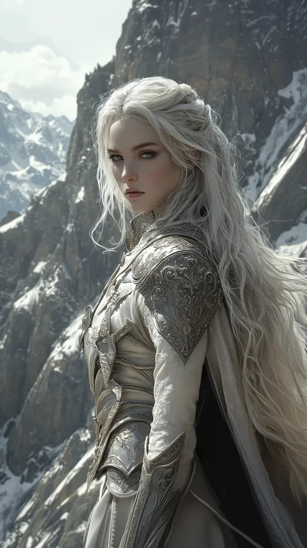 Icebound Warrior in Elaborate Silver Armor Amid Snowy Peaks - HD Wallpaper, 4k Background Image