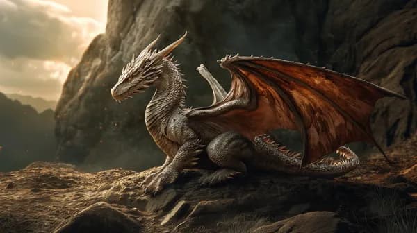 Majestic Dragon with Crimson Wings in Rugged Dawn Canyon - HD Wallpaper, 4k Background Image