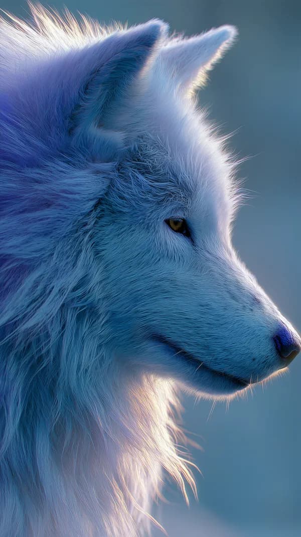 Blue-Tinted Wolf Portrait: Serene Arctic Fur Wallpaper - HD Wallpaper, 4k Background Image