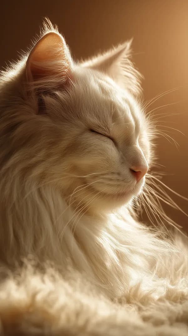 Serene Golden Cat Portrait in Soft Light Cozy Wallpaper - HD Wallpaper, 4k Background Image