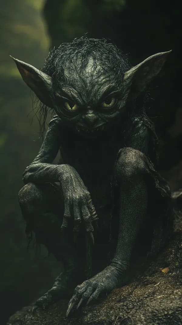 Whimsical Cave-Dwelling Creature Wallpaper with Big Ears and Glow Eyes - HD Wallpaper, 4k Background Image