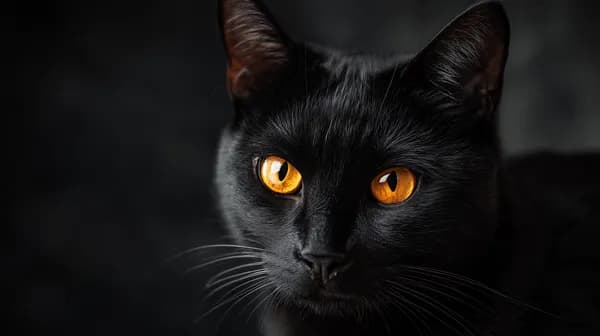 Midnight Black Cat with Glowing Amber Eyes Wallpaper - HD Wallpaper, 4k Background Image