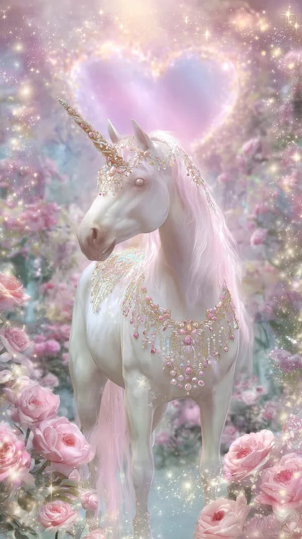 Dreamy Pastel Unicorn in a Magical Rose Garden Wallpaper - HD Wallpaper, 4k Background Image