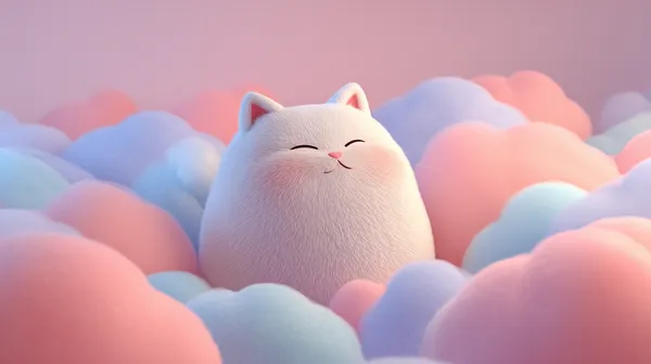 Pastel Dream Cat in Fluffy Cloud World Whimsical Wallpaper - HD Wallpaper, 4k Background Image