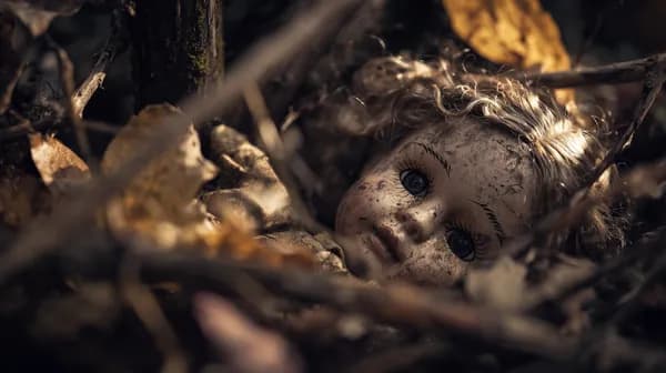 Creepy Forest Doll in Autumn Leaves - Eerie Wallpaper - HD Wallpaper, 4k Background Image