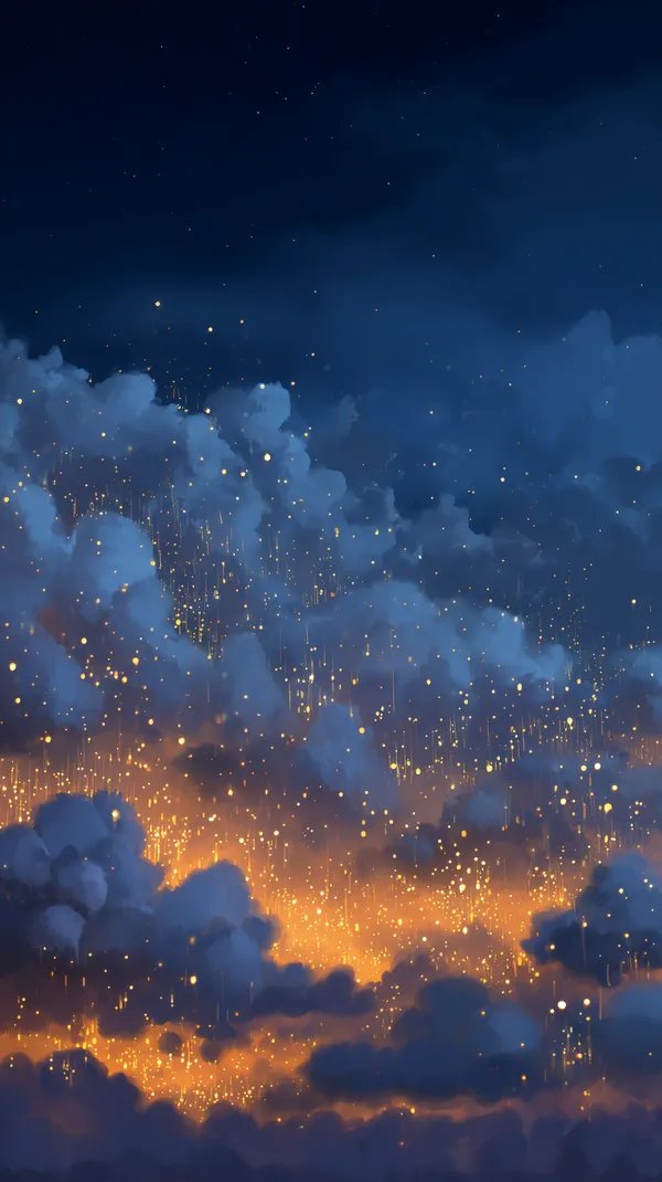Ember Sparks Over Night Sky: Dreamy Cloudscape Wallpaper - HD Wallpaper, 4k Background Image