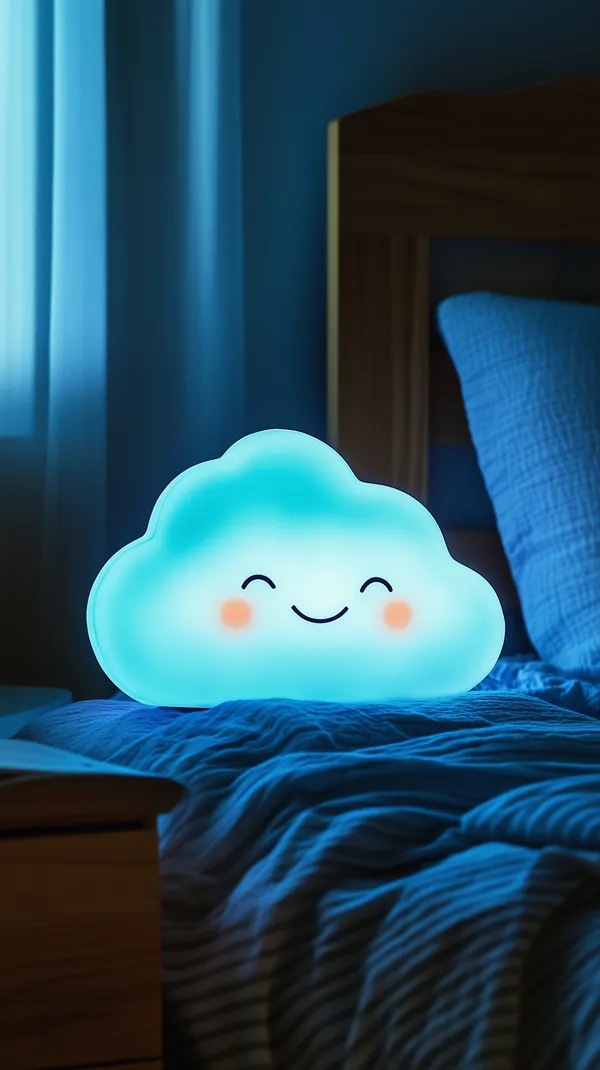Whimsical Blue Cloud Nightlight for Cozy Bedroom Decor - HD Wallpaper, 4k Background Image