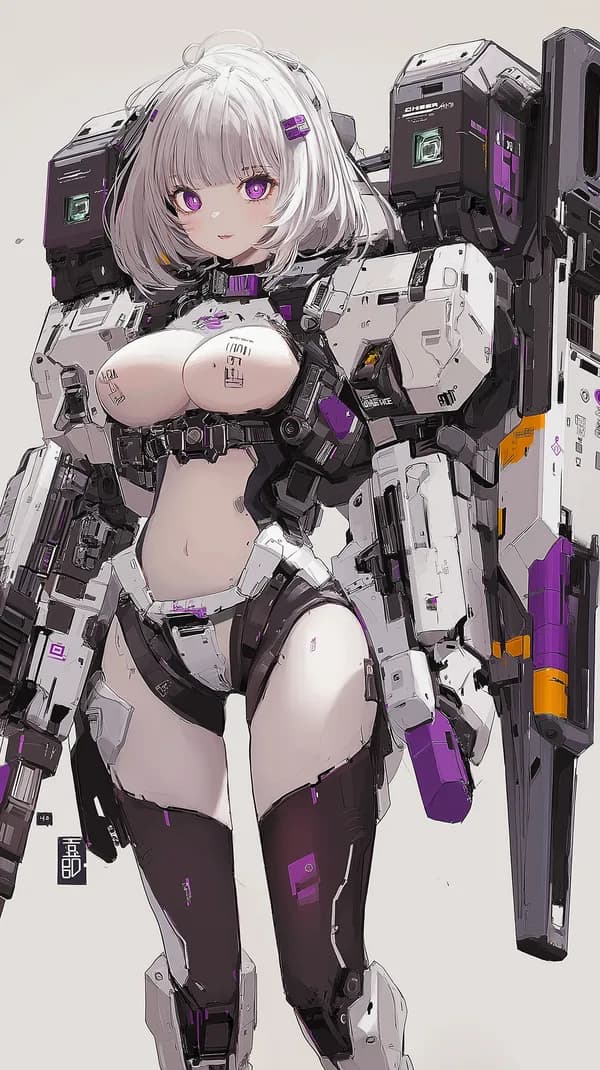 Futuristic Mech Armor Girl - Neon Purple Exosuit Wallpaper - HD Wallpaper, 4k Background Image