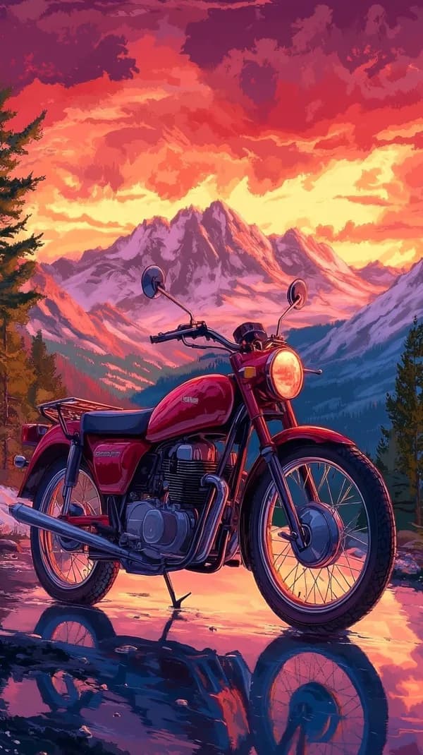 Green Sport Motorcycle Under Cherry Blossoms and Lanterns - HD Wallpaper, 4k Background Image