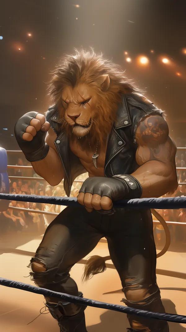 Epic Lion Warrior in a Boxing Ring Fierce Anthropomorphic Fighter Art - HD Wallpaper, 4k Background Image