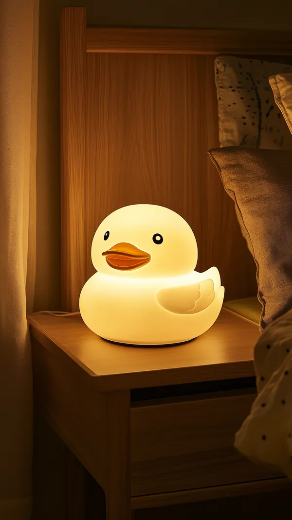 Cozy Duck Night Light on Wooden Bedside Table for Calm Bedrooms - HD Wallpaper, 4k Background Image