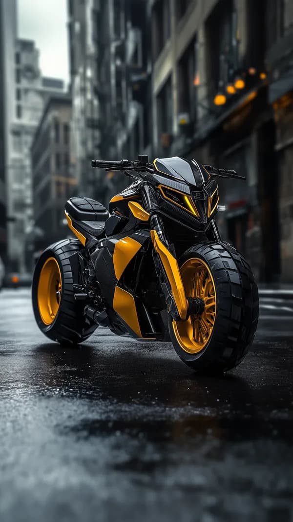 Futuristic Yellow-Black Street Racing Motorcycle Concept - HD Wallpaper, 4k Background Image