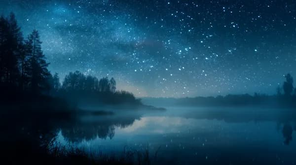 Tranquil Starry Night Over Calm Lake Landscape at Dusk - HD Wallpaper, 4k Background Image