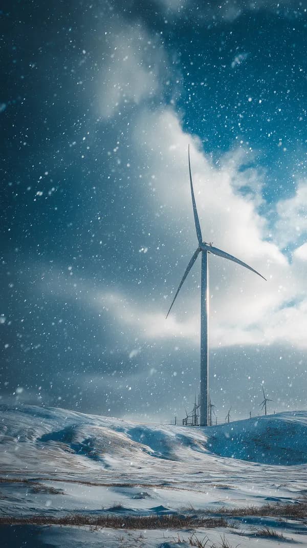 Majestic Winter Wind Farm Amid Snowy Hills Under Stormy Sky - HD Wallpaper, 4k Background Image