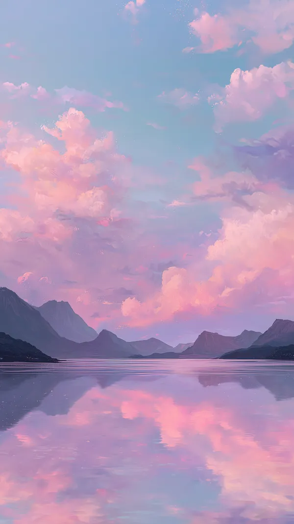 Pastel Sky Over Mountain Lake - Dreamy Sunset Landscape Wallpaper - HD Wallpaper, 4k Background Image