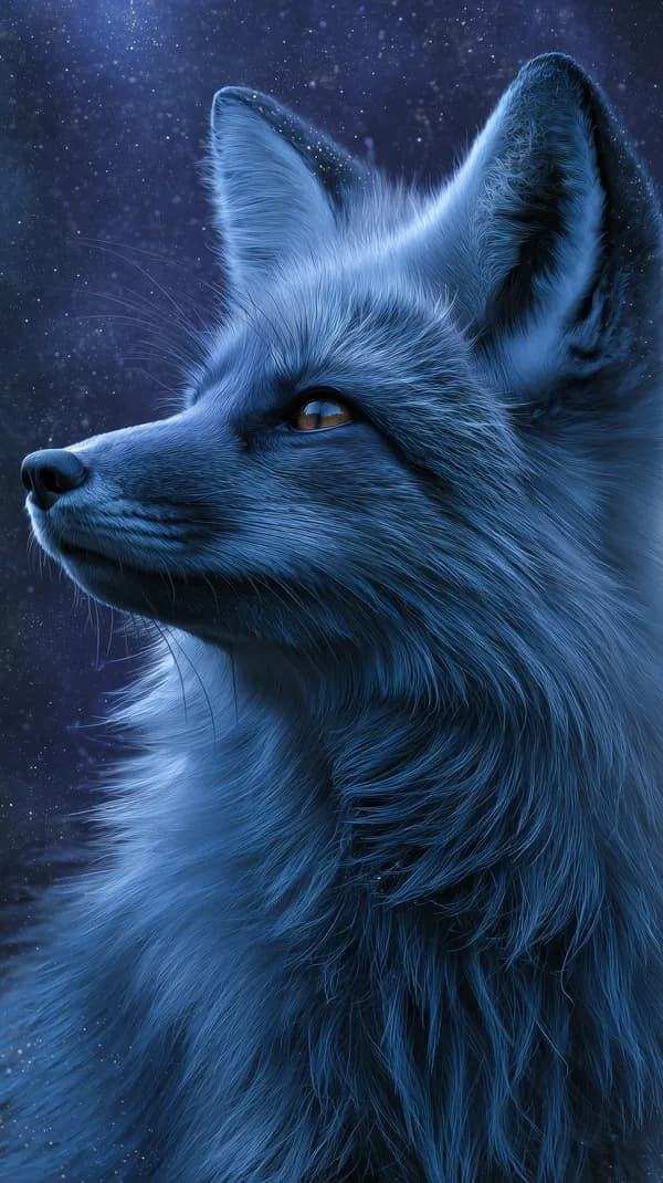 Blue Wolf Portrait Under a Starry Night - Fantasy Digital Wallpaper - HD Wallpaper, 4k Background Image