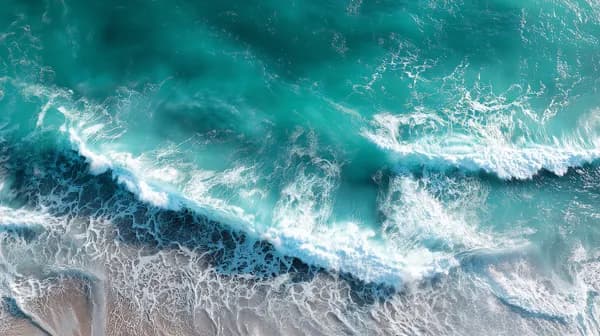 Turquoise Ocean Waves Aerial View Over White Foam Shore Wallpaper - HD Wallpaper, 4k Background Image