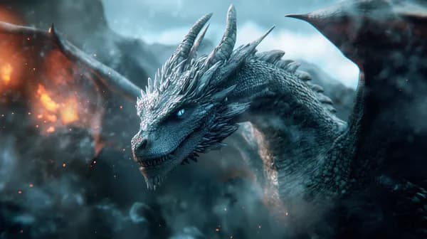 Majestic icy dragon amid stormy mountains fantasy wallpaper - HD Wallpaper, 4k Background Image