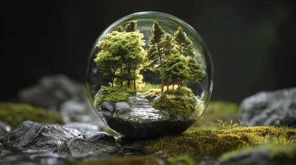 Enchanting Glass Sphere Forest: A Tiny Woodland Inside a Crystal Globe - HD Wallpaper, 4k Background Image