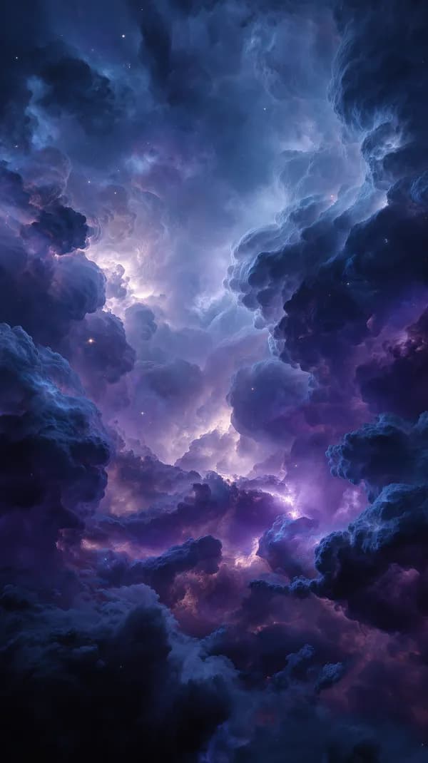 Vibrant Nebula Clouds in Purple Blue Night Sky Dreamy Cosmic Scene - HD Wallpaper, 4k Background Image