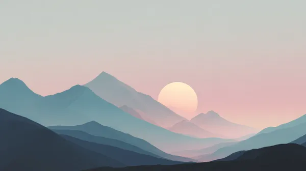 Pastel Mountain Sunrise - Tranquil Horizon Landscape - HD Wallpaper, 4k Background Image