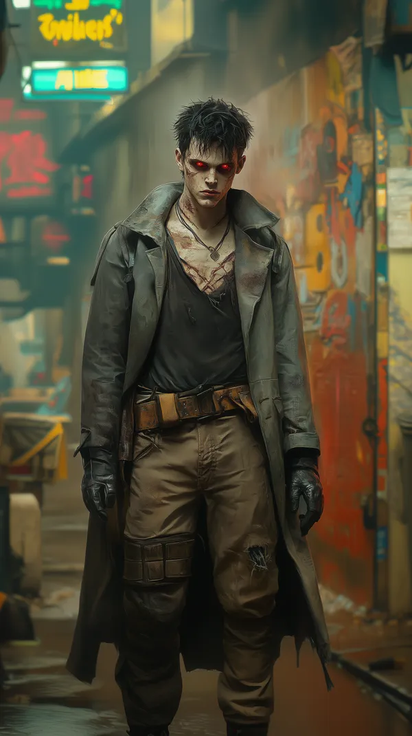 Urban Dystopian Warrior in Neon Alley - Cinematic Wallpaper - HD Wallpaper, 4k Background Image