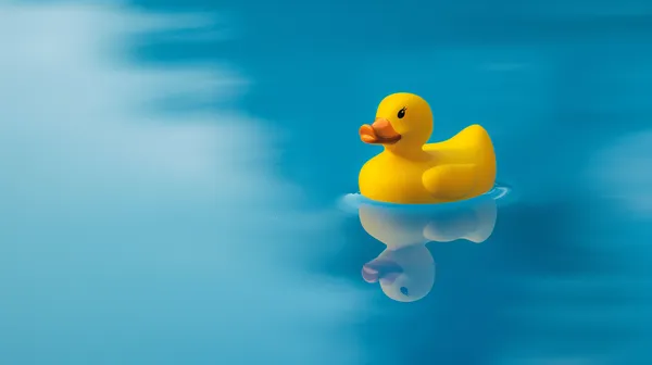 Sunny rubber duck on calm blue pool wallpaper desktop - HD Wallpaper, 4k Background Image