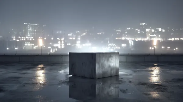 Moody Night Rooftop Cube Over City Lights - Urban Wallpaper - HD Wallpaper, 4k Background Image