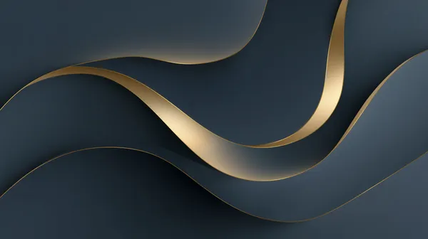 Elegant Dark Blue Abstract Waves with Gold Ribbon Accents - HD Wallpaper, 4k Background Image