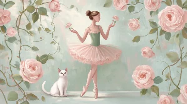 Dreamy pastel ballerina amid roses whimsical wallpaper - HD Wallpaper, 4k Background Image