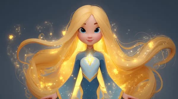 Glowing Star Heroine Wallpaper with Radiant Hair and Sparkles - HD Wallpaper, 4k Background Image